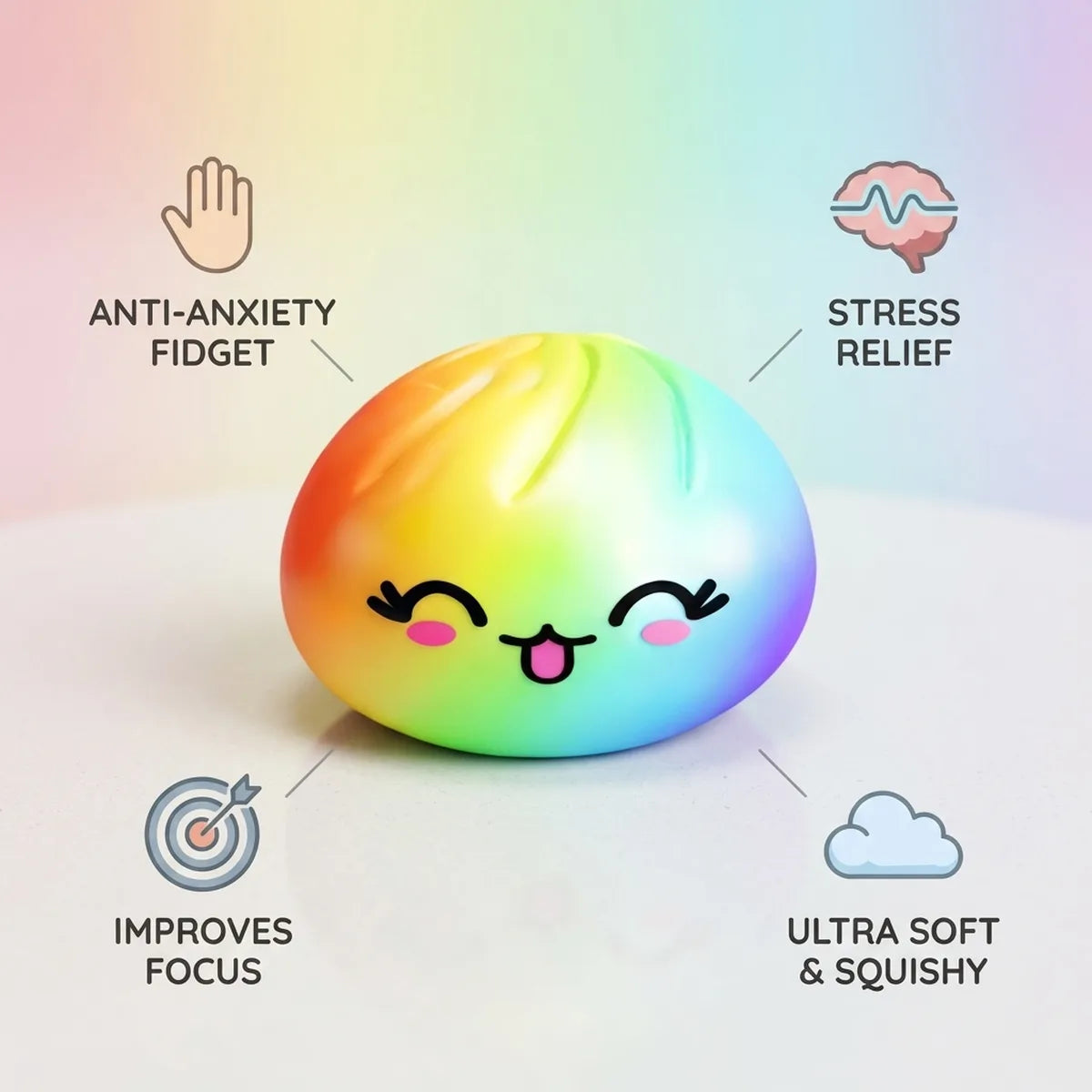 Rare rainbow dumpling squishy features and benefits