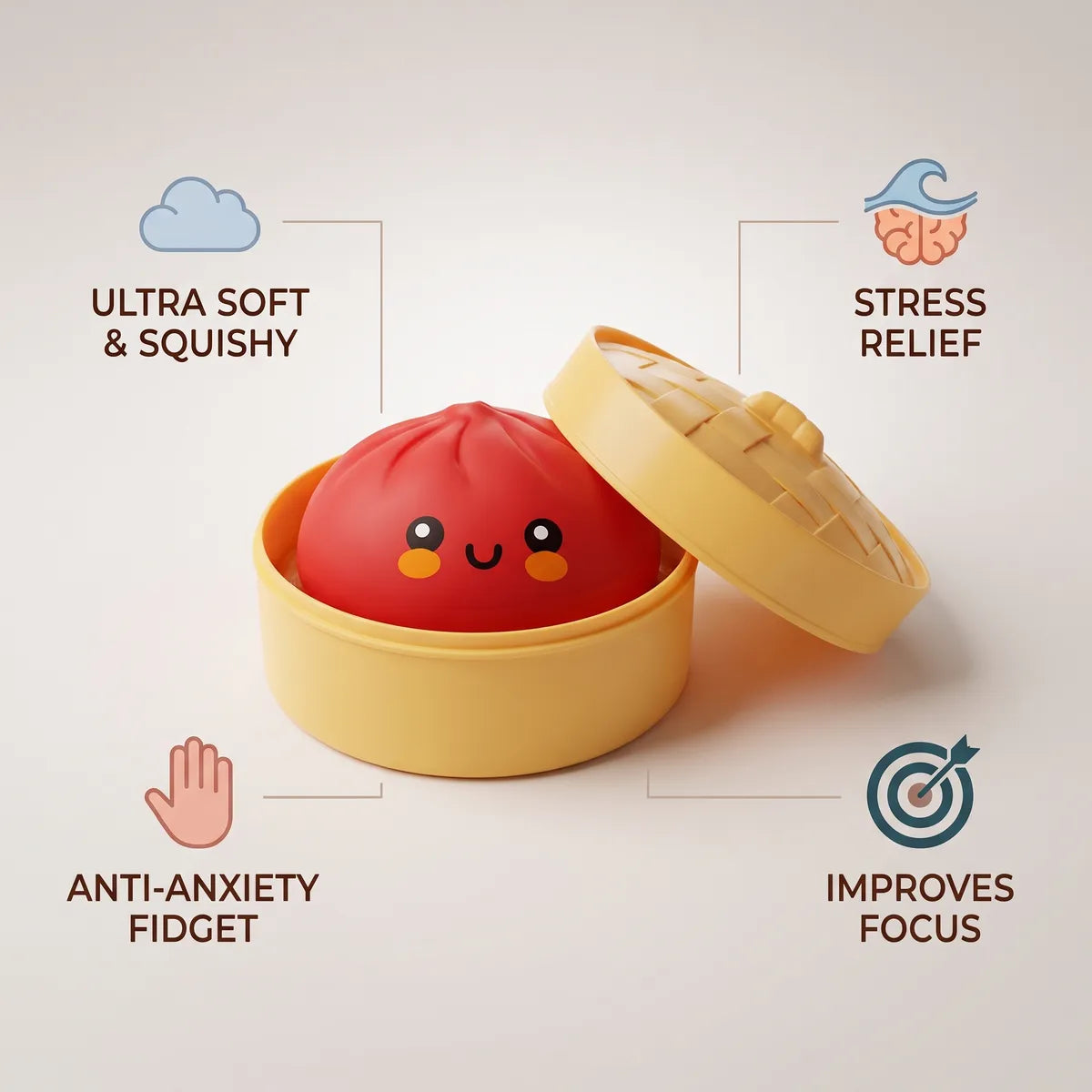 Red dumpling squishy bun features and benefits overview