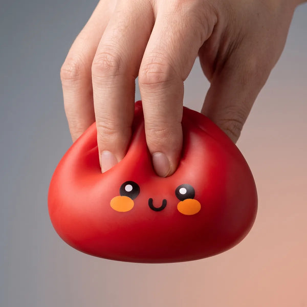Red dumpling squishy bun slowly rising back to its plump shape
