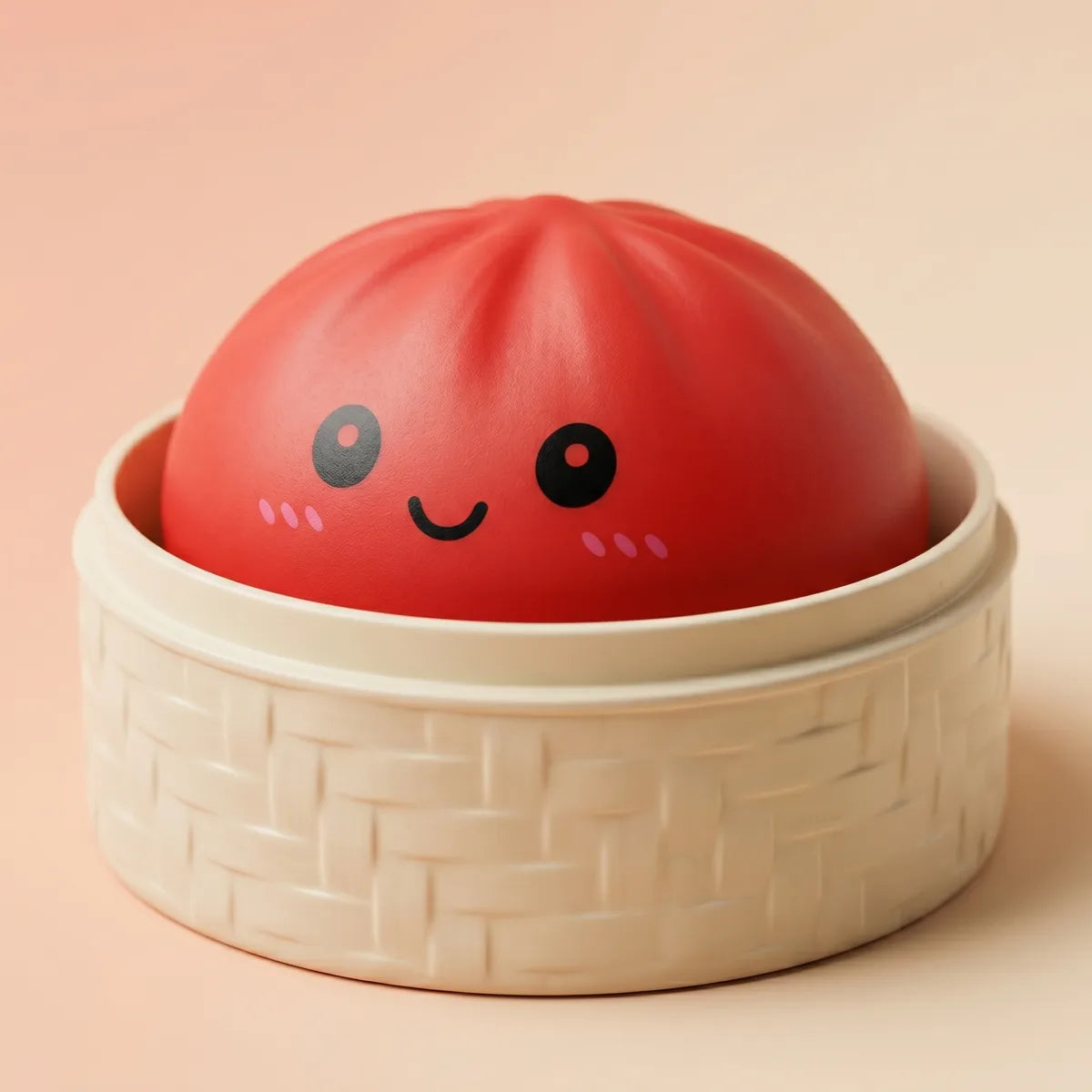 Macro close-up of red dumpling squishy soft texture