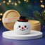 Dapper Snow Hat Dumpling Squishy Plush on a white studio podium beside a steamer basket