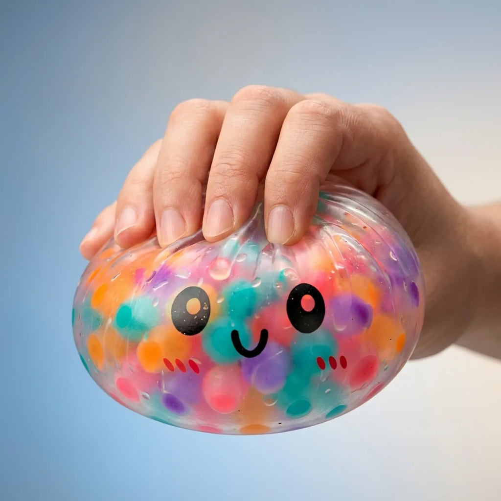 Hand squeezing a slow-rise squishy dumpling toy