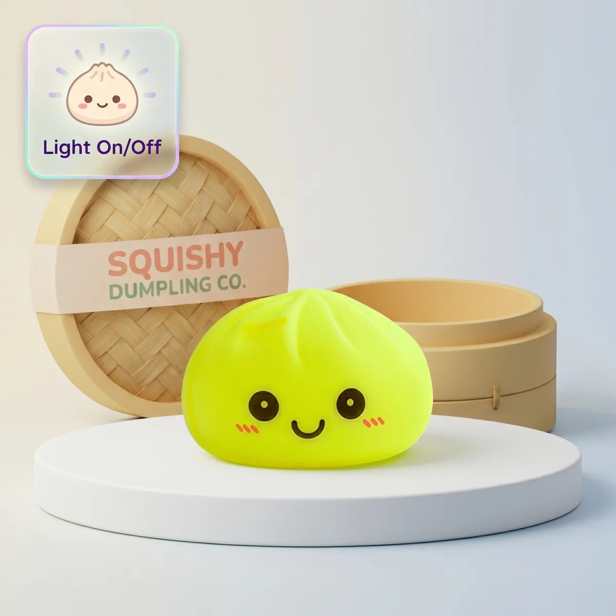 Sunny yellow squishy dumpling night light front view Main image