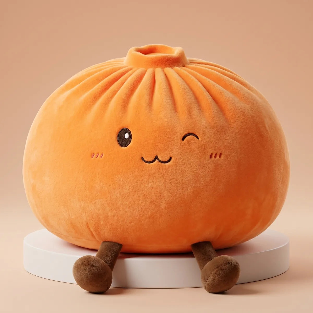 Sunset orange large plush dumpling squishy pillow front view Main image