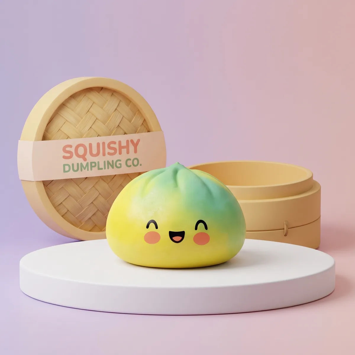Sunset yellow fade dumpling squishy with bamboo steamer Main image