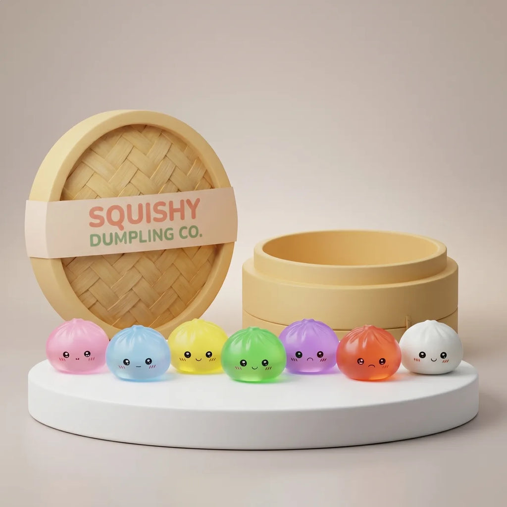 Sweet mini sugar dumpling squishy 7-pack front view