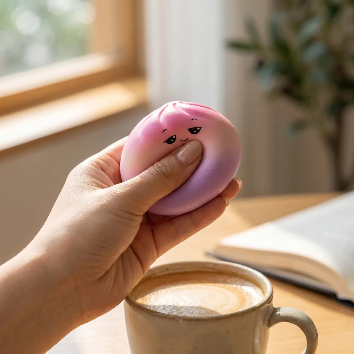 Viral mystery dumpling squishy styled as cute desk decor