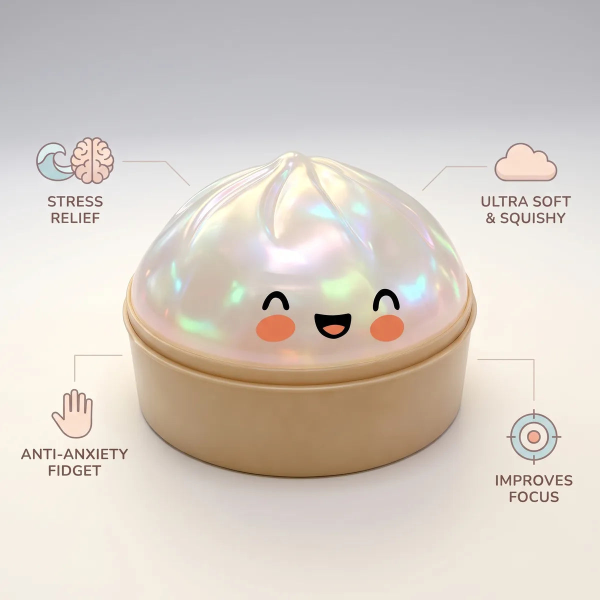 White unique dumpling squishy features and benefits overview