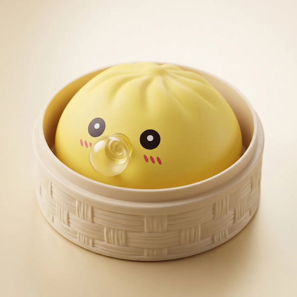 Macro close-up of the yellow blow dumpling squishy texture