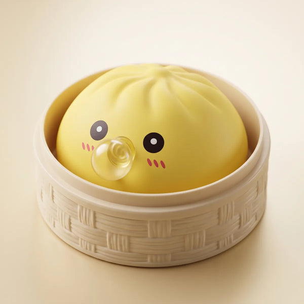 Macro close-up of the yellow blow dumpling squishy texture