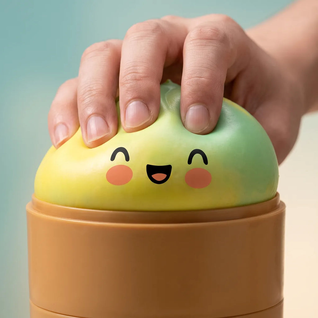 Yellow fade dumpling squishy slowly rising back to shape